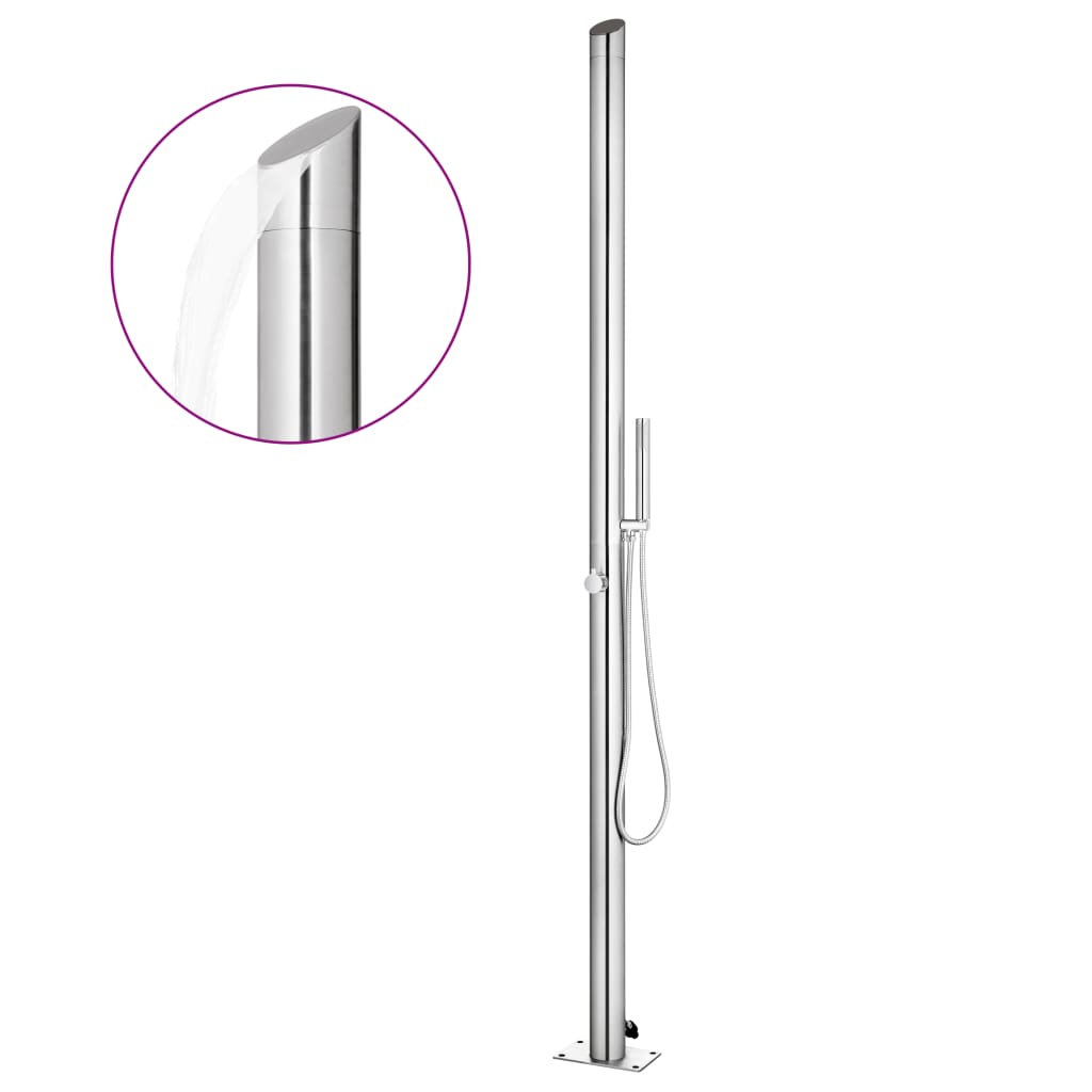 Doccia da Giardino con Base Marrone 225 cm in Acciaio Inossidabile