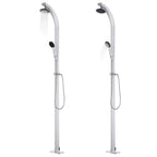 Doccia da Giardino con Base Marrone 220 cm in Alluminio