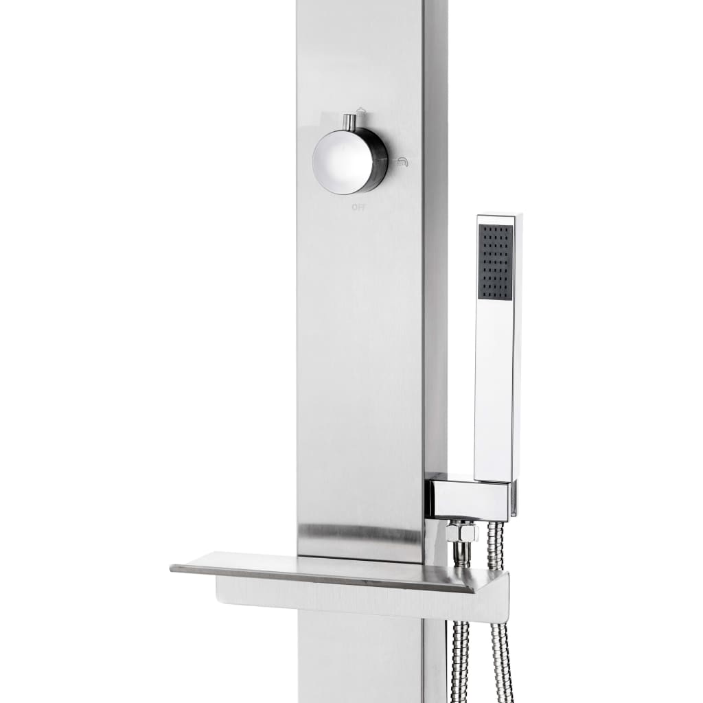 Doccia da Giardino con Base Grigia 225 cm in Acciaio Inossidabile