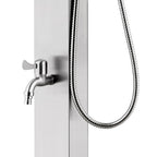 Doccia da Giardino con Base Grigia 225 cm in Acciaio Inossidabile
