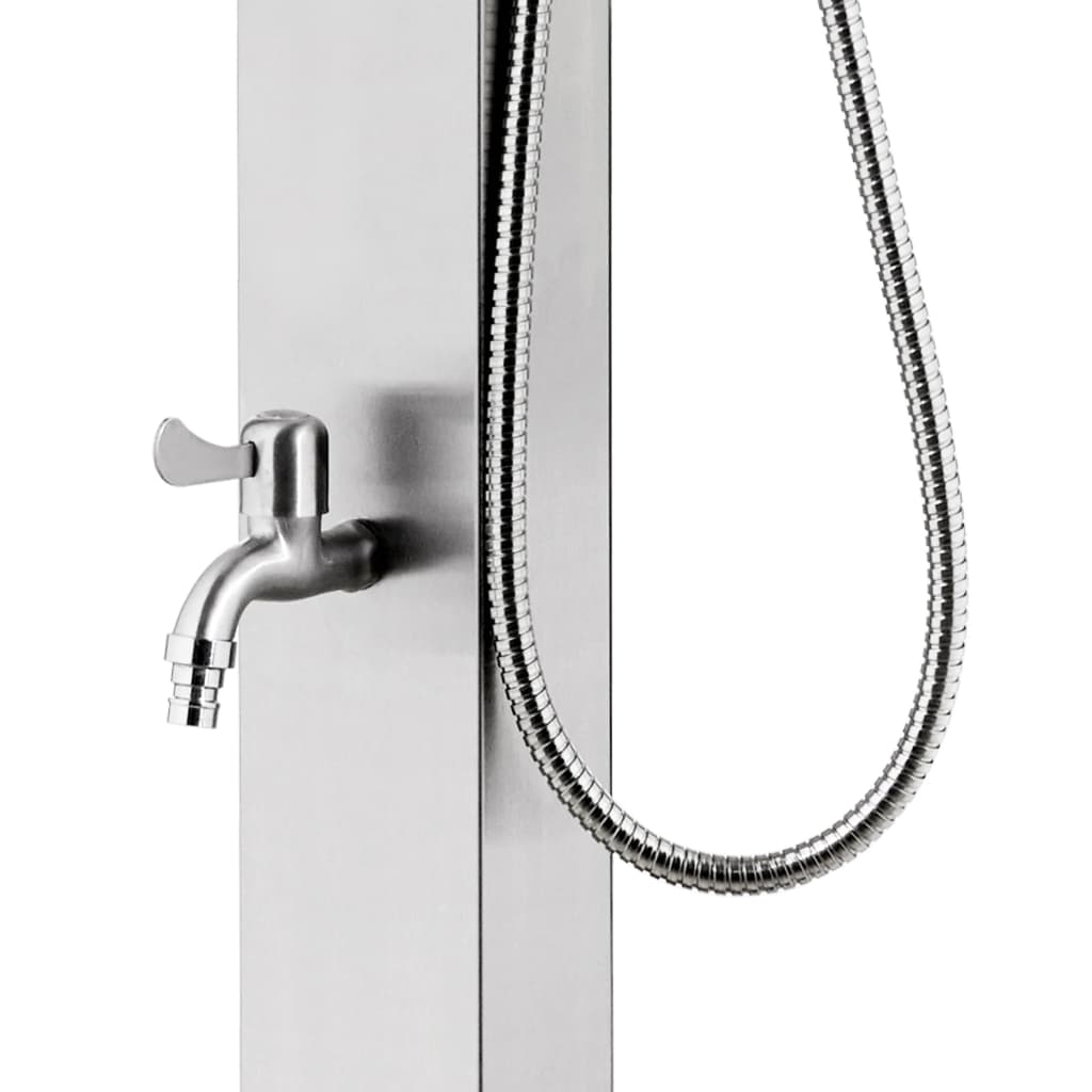 Doccia da Giardino con Base Grigia 225 cm in Acciaio Inossidabile