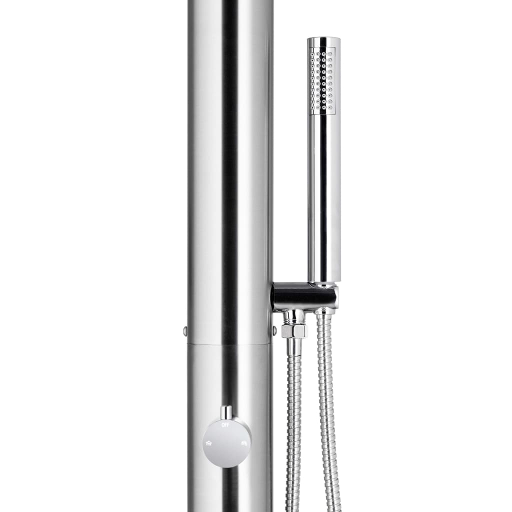 Doccia da Giardino con Base Grigia 230 cm in Acciaio Inox