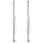 Doccia da Giardino con Base Grigia 225 cm in Acciaio Inossidabile