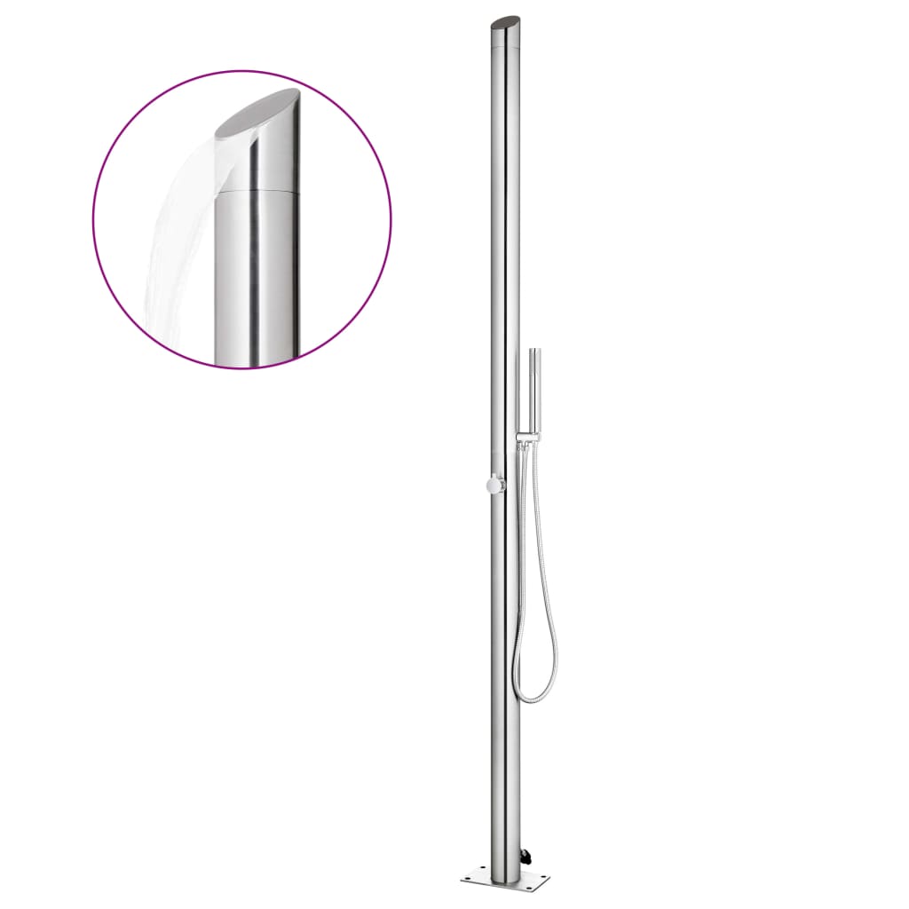 Doccia da Giardino con Base Grigia 225 cm in Acciaio Inossidabile