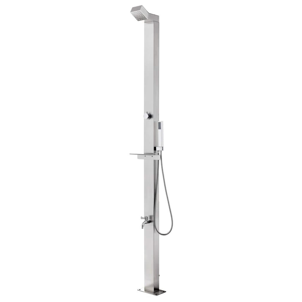 Doccia da Giardino con Base Marrone 225 cm in Acciaio Inossidabile