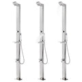 Doccia da Giardino con Base Grigia 225 cm in Acciaio Inox