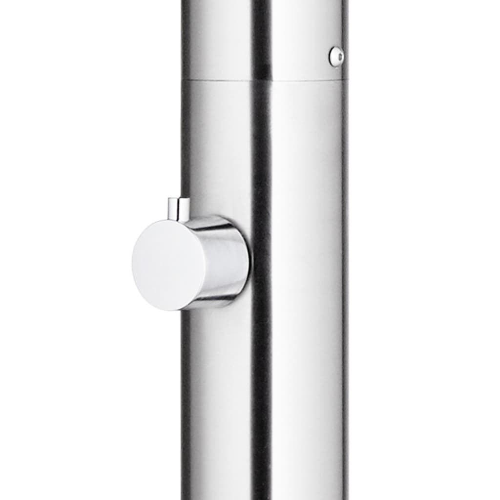Doccia da Giardino con Base Grigia 220 cm in Acciaio Inox