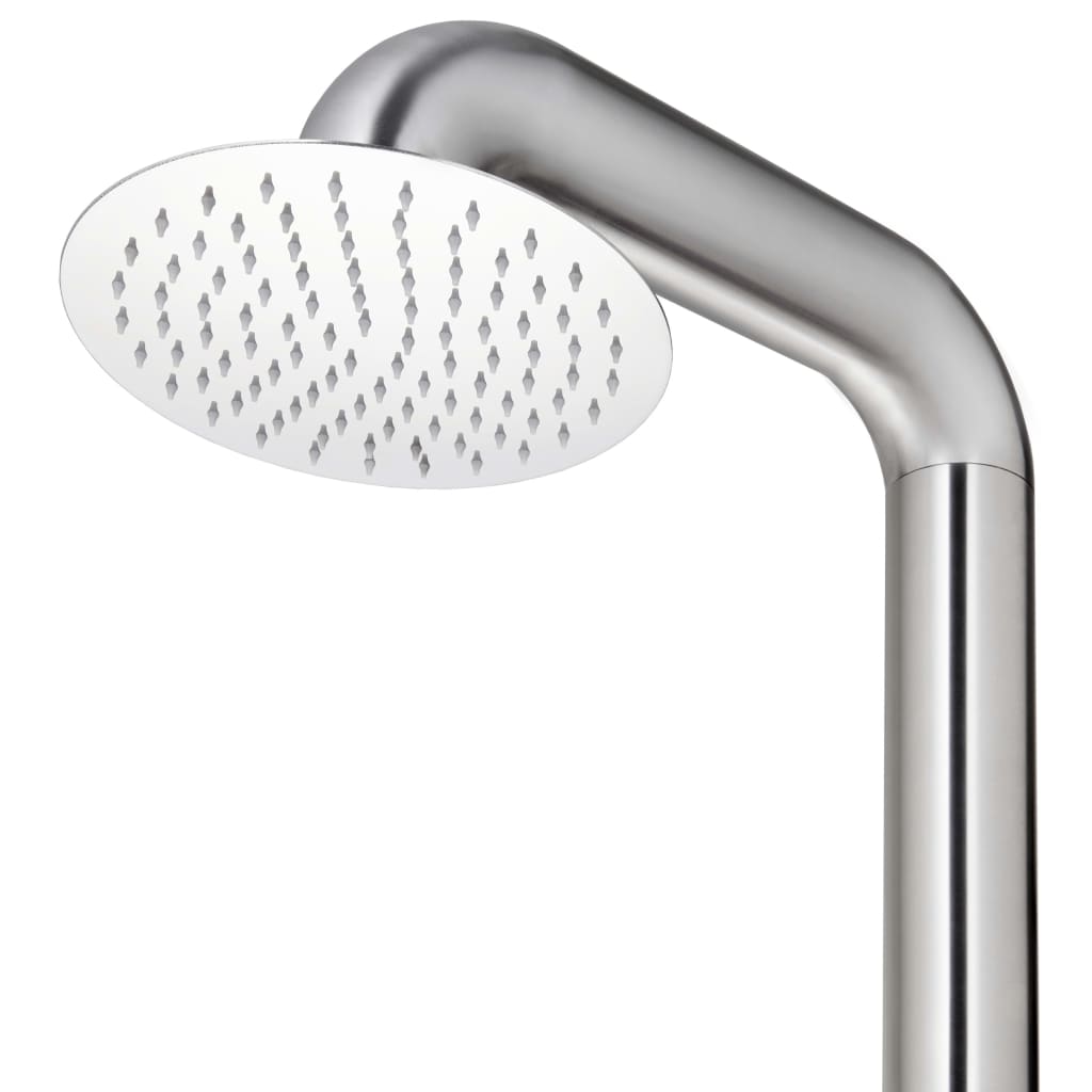 Doccia da Giardino con Base Grigia 230 cm in Acciaio Inox