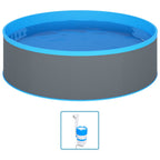 Piscina Fuori Terra 350x90 cm con Skimmer e Pompa Sospesi - Acciaio e PVC Grigia