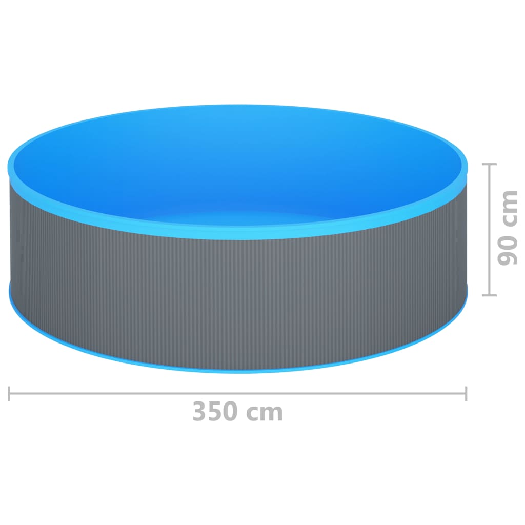 Piscina Fuori Terra 350x90 cm con Skimmer e Pompa Sospesi - Acciaio e PVC Grigia