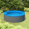 Piscina Fuori Terra 350x90 cm con Skimmer e Pompa Sospesi - Acciaio e PVC Grigia