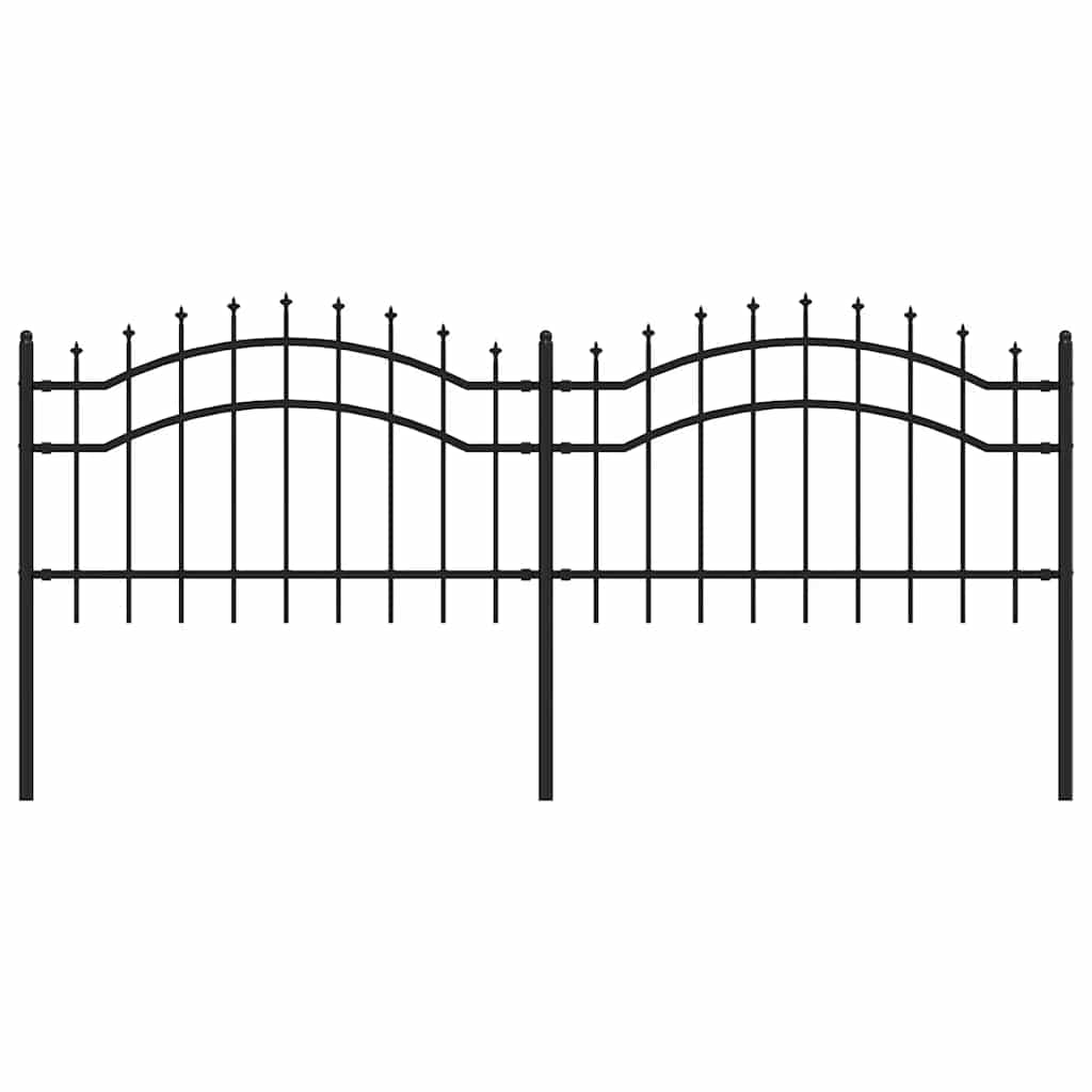 Recinzione da giardino Woerden con punta a lancia nera 240x75 cm in acciaio verniciato