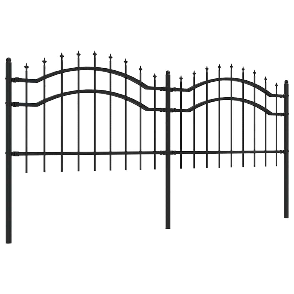 Recinzione da giardino Woerden con punta a lancia nera 240x75 cm in acciaio verniciato