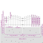 Recinzione da giardino Woerden con punta a lancia nera 240x75 cm in acciaio verniciato