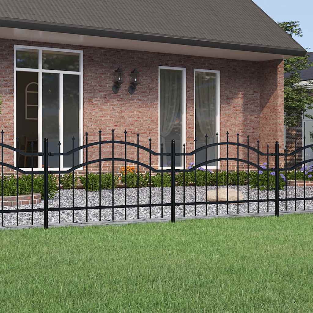 Recinzione da giardino Woerden con punta a lancia nera 240x75 cm in acciaio verniciato