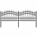 Recinzione da Giardino KAMPEN con Punta a Lancia Nera 240x75 cm in Acciaio