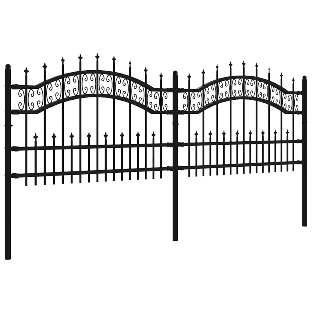 Recinzione da Giardino KAMPEN con Punta a Lancia Nera 240x75 cm in Acciaio