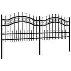 Recinzione da Giardino KAMPEN con Punta a Lancia Nera 240x75 cm in Acciaio
