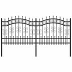 Recinzione da Giardino KAMPEN con Punta a Lancia Nera 240x100 cm Acciaio