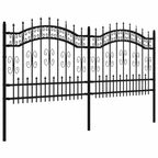 Recinzione da Giardino KAMPEN con Punta a Lancia Nera 240x100 cm Acciaio