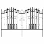 Recinzione da Giardino KAMPEN con Punta a Lancia Nera 240x125 cm in Acciaio Verniciato
