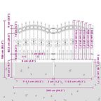 Recinzione da Giardino KAMPEN con Punta a Lancia Nera 240x125 cm in Acciaio Verniciato