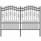 Recinzione da Giardino KAMPEN con Punta a Lancia Nera 240x150 cm in Acciaio