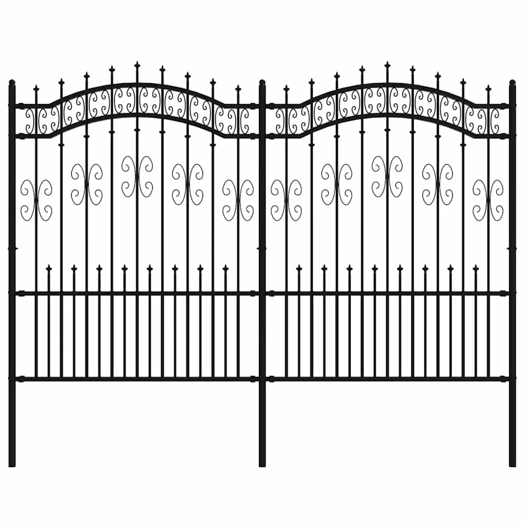 Recinzione da Giardino KAMPEN con Punta a Lancia Nera 240x150 cm in Acciaio