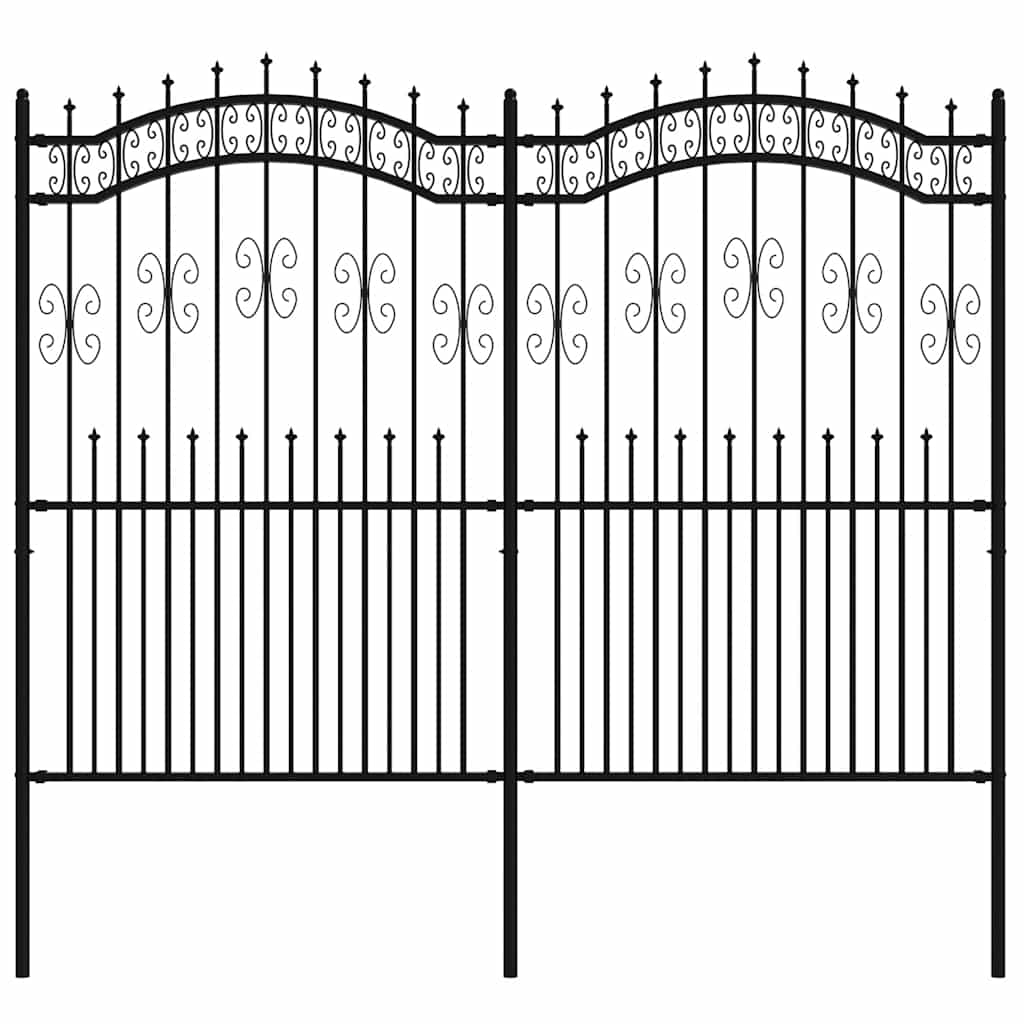 Recinzione da giardino KAMPEN con punta a lancia nera 240x175 cm in acciaio verniciato