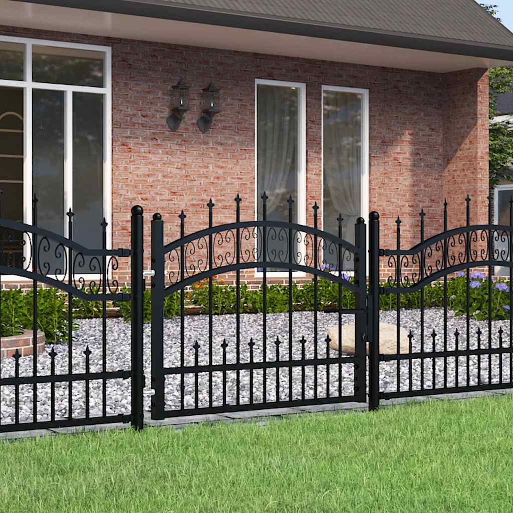 Cancello per recinzione KAMPEN con punta a lancia Nero 103x75 cm acciaio verniciato