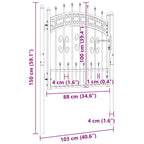 Cancello per recinzione KAMPEN con punta a lancia Nero 103x100 cm acciaio verniciato a polvere
