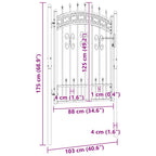 Cancello per recinzione KAMPEN con punta a lancia Nero 103x125 cm acciaio verniciato