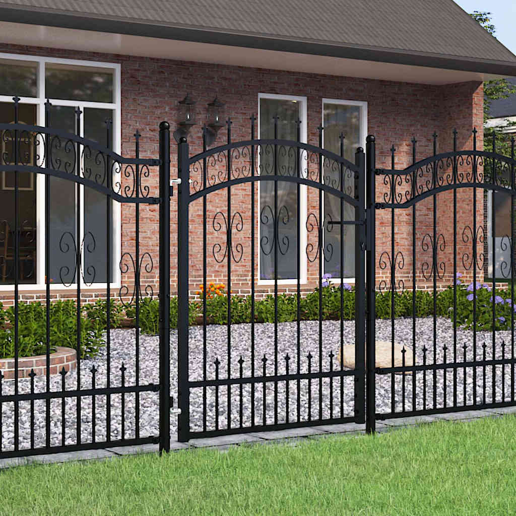Cancello per recinzione KAMPEN con punta a lancia Nero 103x125 cm acciaio verniciato