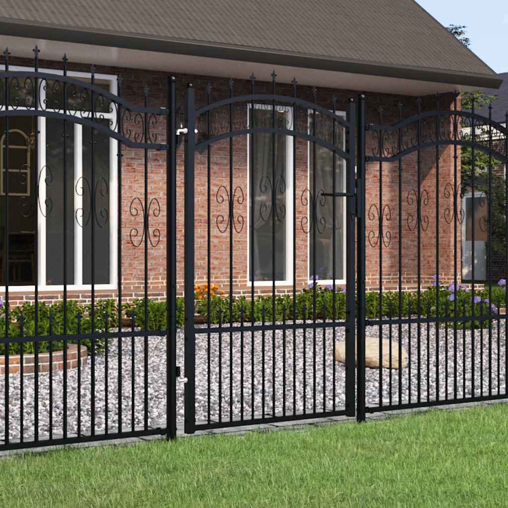Cancello per recinzione KAMPEN con punta a lancia Nero 103x150 cm acciaio verniciato