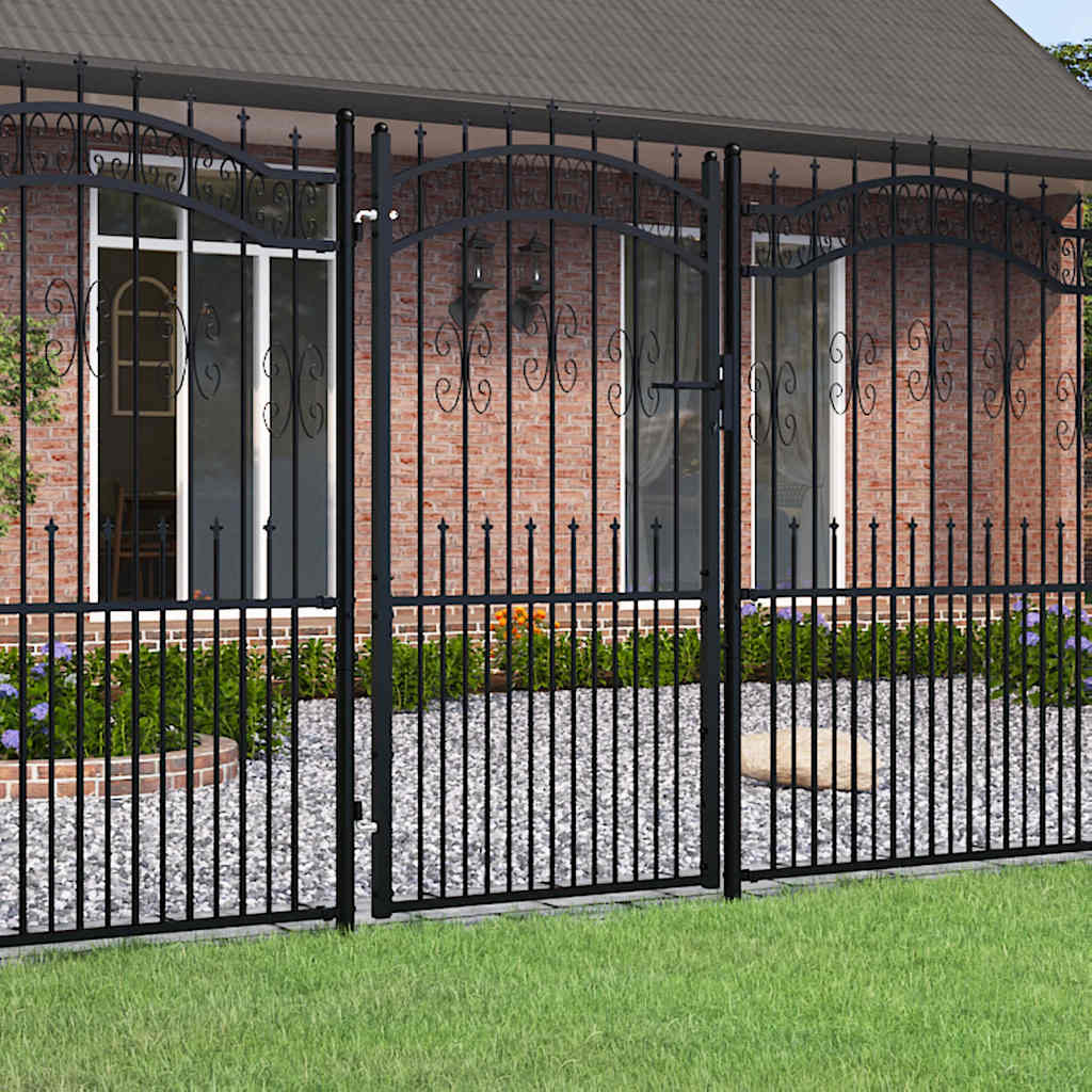 Cancello per recinzione KAMPEN con punta a lancia Nero 103x175 cm in acciaio