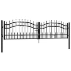 Cancello per recinzione KAMPEN con punta a lancia Nero 302x78 cm in acciaio verniciato