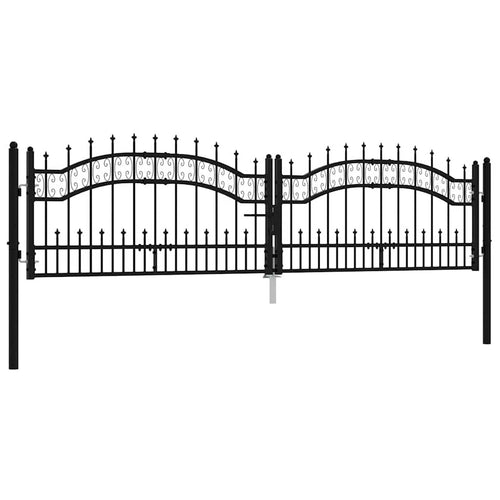 Cancello per recinzione KAMPEN con punta a lancia Nero 302x78 cm in acciaio verniciato
