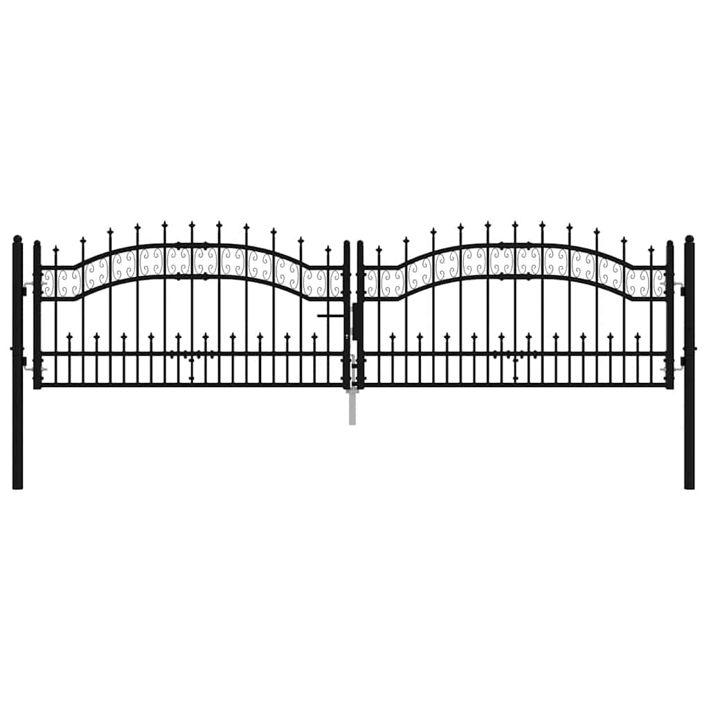 Cancello per recinzione KAMPEN con punta a lancia Nero 302x78 cm in acciaio verniciato