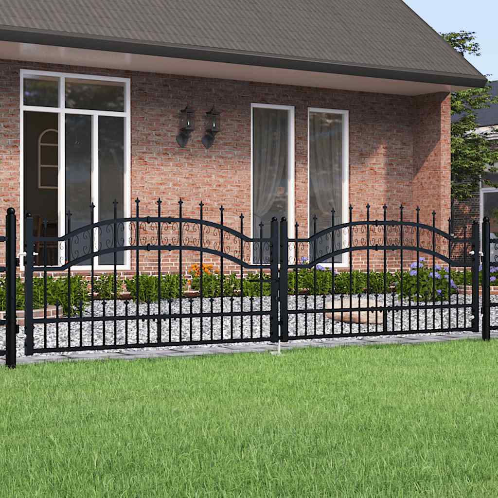Cancello per recinzione KAMPEN con punta a lancia Nero 302x78 cm in acciaio verniciato