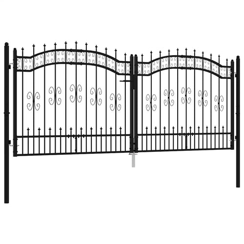 Cancello per recinzione KAMPEN con punta a lancia nero 302x125 cm in acciaio verniciato