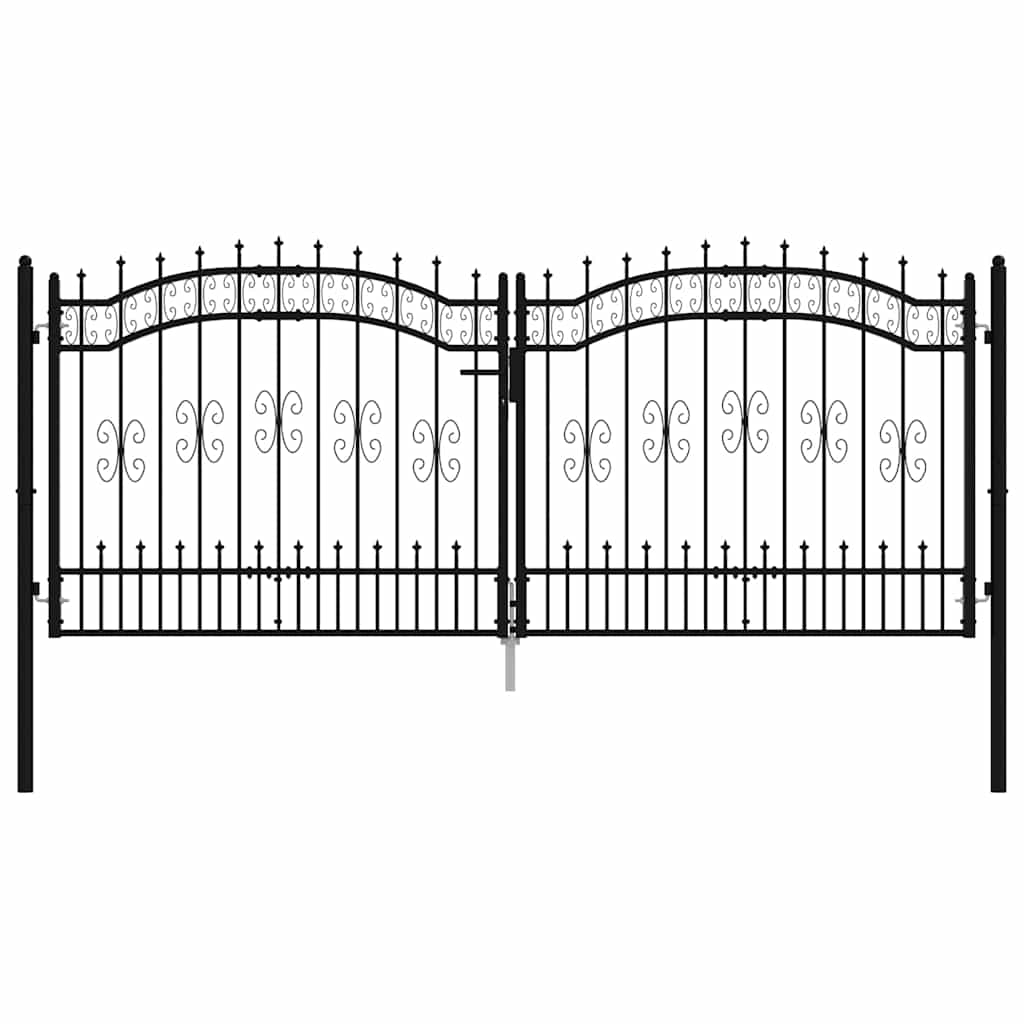 Cancello per recinzione KAMPEN con punta a lancia nero 302x125 cm in acciaio verniciato