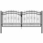 Cancello per recinzione KAMPEN con punta a lancia nero 302x125 cm in acciaio verniciato
