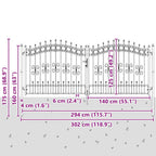 Cancello per recinzione KAMPEN con punta a lancia nero 302x125 cm in acciaio verniciato