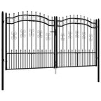 Cancello per recinzione KAMPEN con punta a lancia Nero 302x150 cm acciaio