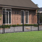 Cancello per recinzione KAMPEN con punta a lancia Nero 302x150 cm acciaio