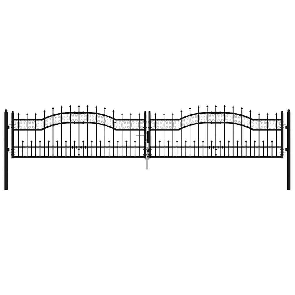 Cancello per recinzione KAMPEN con punta a lancia Nero 394,5x78 cm acciaio