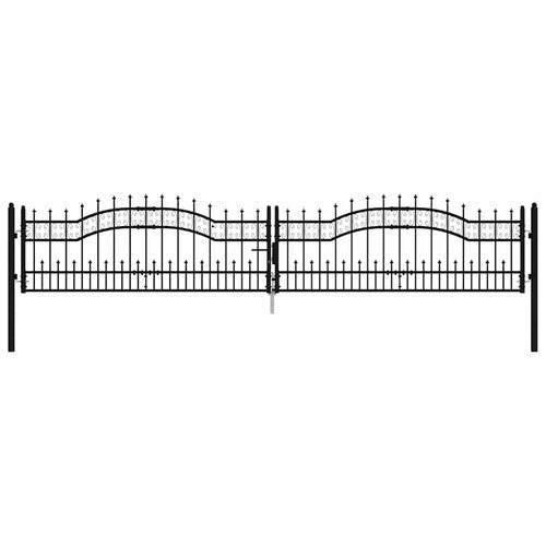 Cancello per recinzione KAMPEN con punta a lancia Nero 394,5x78 cm acciaio