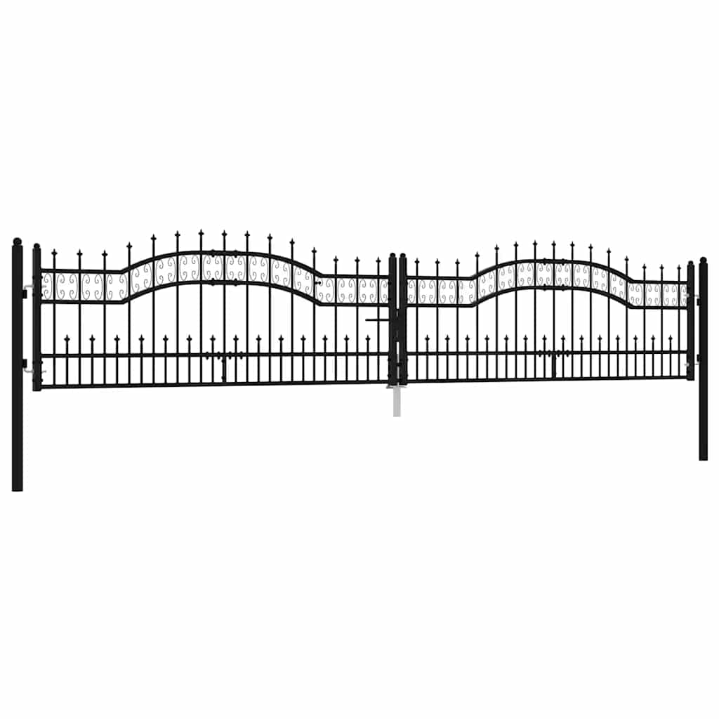 Cancello per recinzione KAMPEN con punta a lancia Nero 394,5x78 cm acciaio