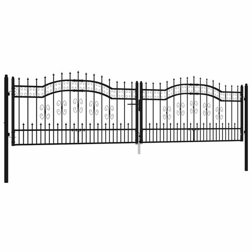 Cancello per recinzione KAMPEN con punta a lancia 394,5x100 cm acciaio nero