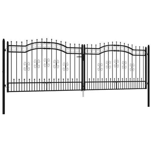 Cancello per recinzione KAMPEN con punta a lancia Nero 394,5x125 cm acciaio